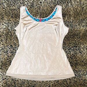 SPANX Scoop Neck Beige With Leopard Print Tank Top XL